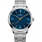 שעון יד מדגם VECTOR V8-109413 blue1, שעון יד מטאל כסוף עם רקע כחול גברי Престижные наручные часы от Golf Watches. Бренд vector для роскошных наручных часов в Израиле