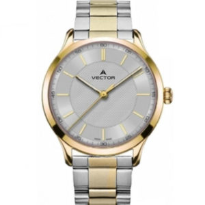 שעון יד מדגם VECTOR V8-109493 silver1, שעון יד מטאל קלאסי בשילוב כסף וזהב, לולאות סטיינלס סטיל Престижные наручные часы от Golf Watches. Бренд vector для роскошных наручных часов в Израиле