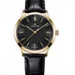 שעון יד מבית VECTOR, בעל רצועות עור שחורות מוחלקות, דגם V8-109593 black1 Престижные наручные часы от Golf Watches. Бренд vector для роскошных наручных часов в Израиле