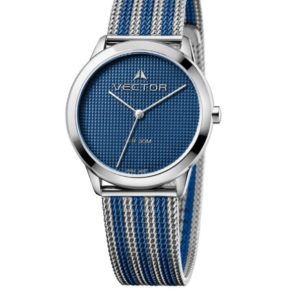 שעון יד מבית VECTOR, קולקציית 'כחולי השמיים' עיצוב שילוב מקסים של הכחול והכסוף בכל פרטי שעון היד היוקרי. דגם V9-012411 blue Высококлассные элегантные классические часы