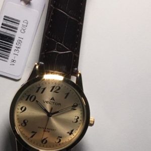 שעון יד קלאסי-יוקרתי עם רצועות עור וגווני זהב מקולקציית וקטור 2021 דגם V8-134591GOLD